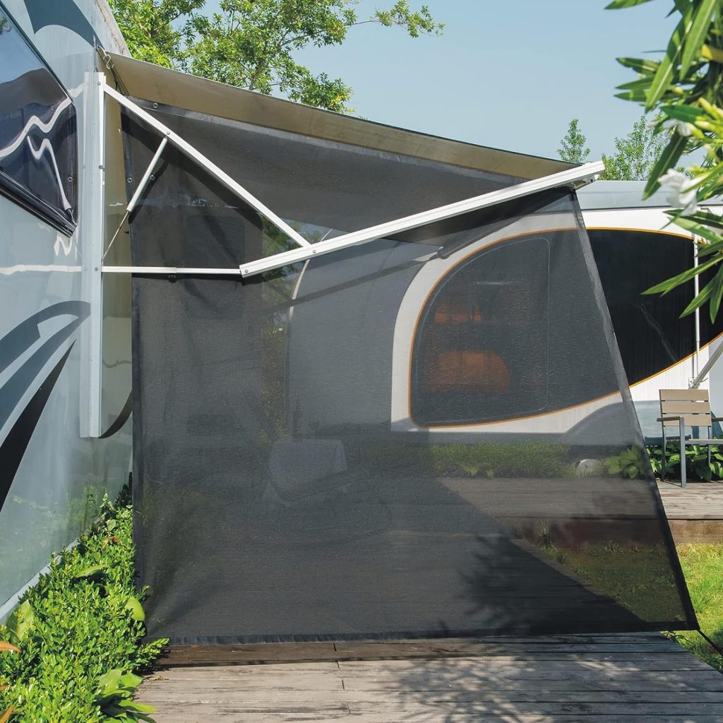 Dulepax RV Awning Side Shade- 9X7 -Second Generation RV Awning Side Shade Screen Significantly Improves Shadew and Privacy.Universal RV Awning Shade Screen with Complete Kits.