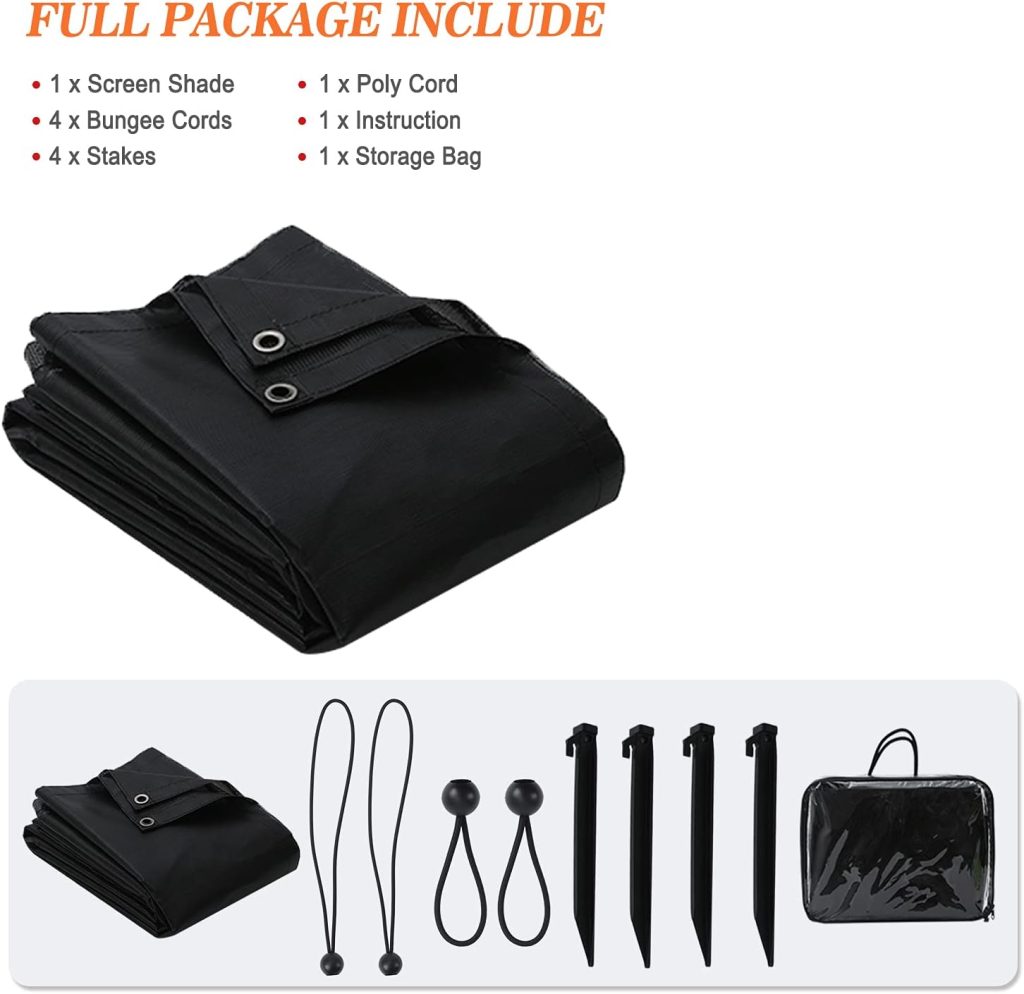 EXCELFU RV Awning Shade Screen with Zipper 13 x 9 - Black Mesh UV Blocker Sun Shade Complete Kits for RV Camper Motorhome Travel Trailer