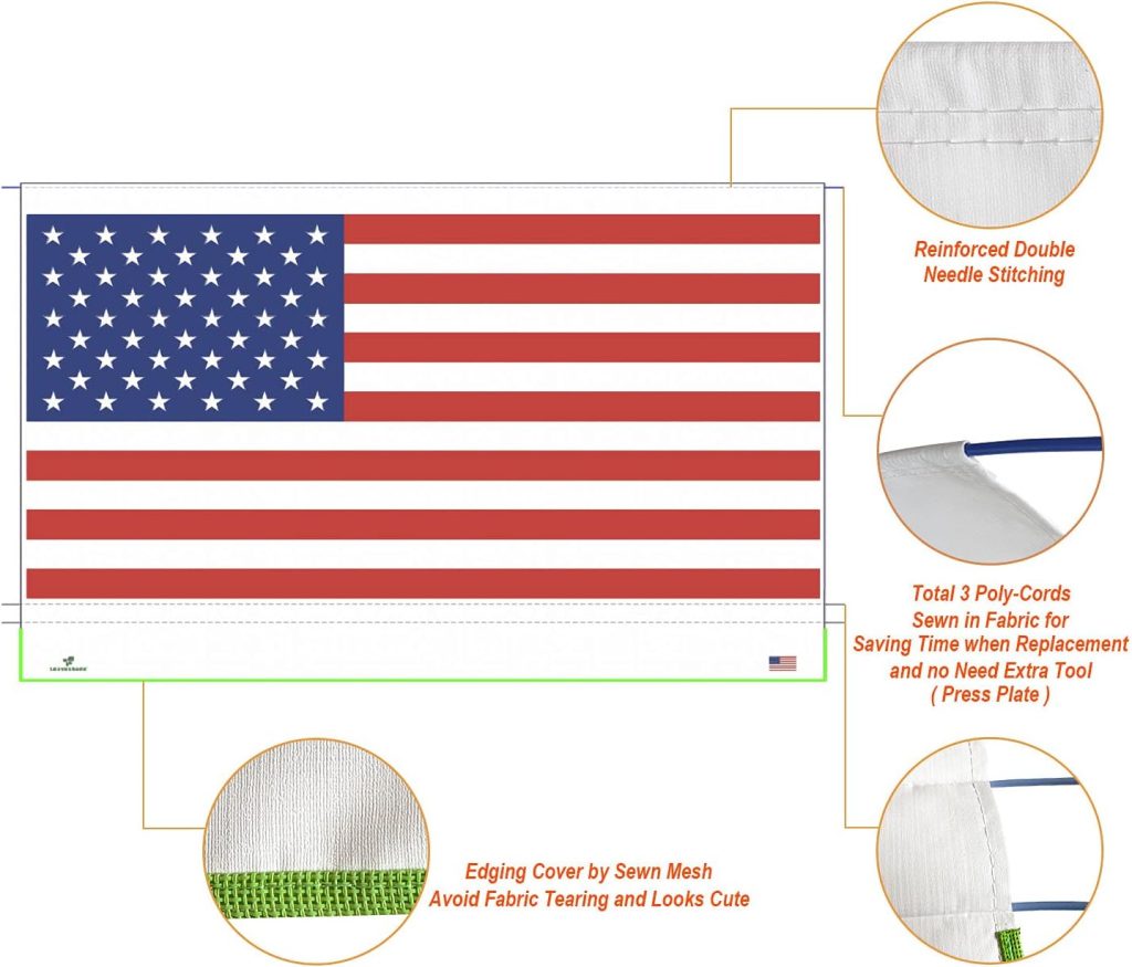 Leaveshade RV Awning Fabric Replacement Camper Trailer Awning Fabric Super Heavy Vinyl Coated Polyester 143(Fit for 15 Awning)-USA Flag (Custom Looking)