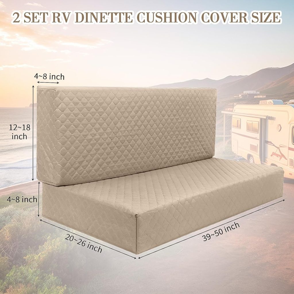 Buryeah 2 Set RV Dinette Cushion Covers Elastic Camper Cushion Slipcovers Stretchable RV Sofa Cover Loveseat Furniture Protector for RV Camper Car Bench, 2 Backrest Cover and 2 Bench Cover (Khaki) Buryeah 2 Set RV Dinette Cushion Covers Elastic Camper Cushion Slipcovers Stretchable RV Sofa Cover Loveseat Furniture Protector for RV Camper Car Bench, 2 Backrest Cover and 2 Bench Cover (Khaki)