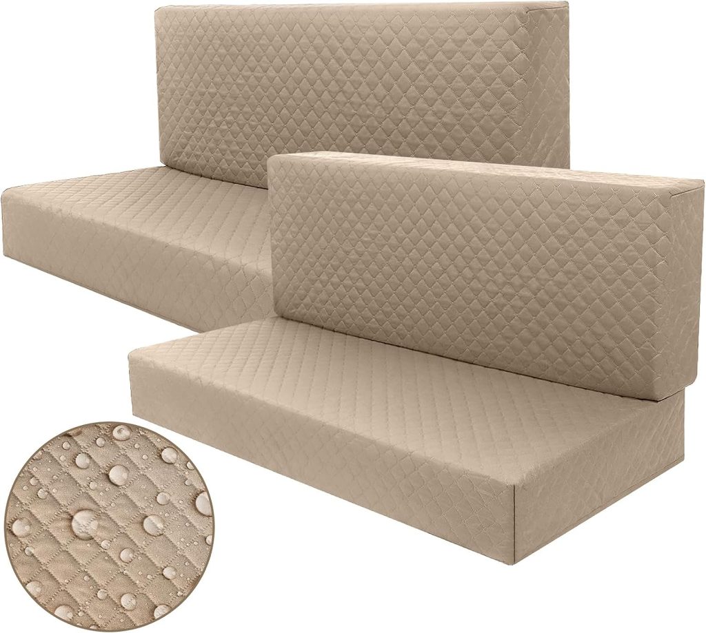 Buryeah 2 Set RV Dinette Cushion Covers Elastic Camper Cushion Slipcovers Stretchable RV Sofa Cover Loveseat Furniture Protector for RV Camper Car Bench, 2 Backrest Cover and 2 Bench Cover (Khaki) Buryeah 2 Set RV Dinette Cushion Covers Elastic Camper Cushion Slipcovers Stretchable RV Sofa Cover Loveseat Furniture Protector for RV Camper Car Bench, 2 Backrest Cover and 2 Bench Cover (Khaki)