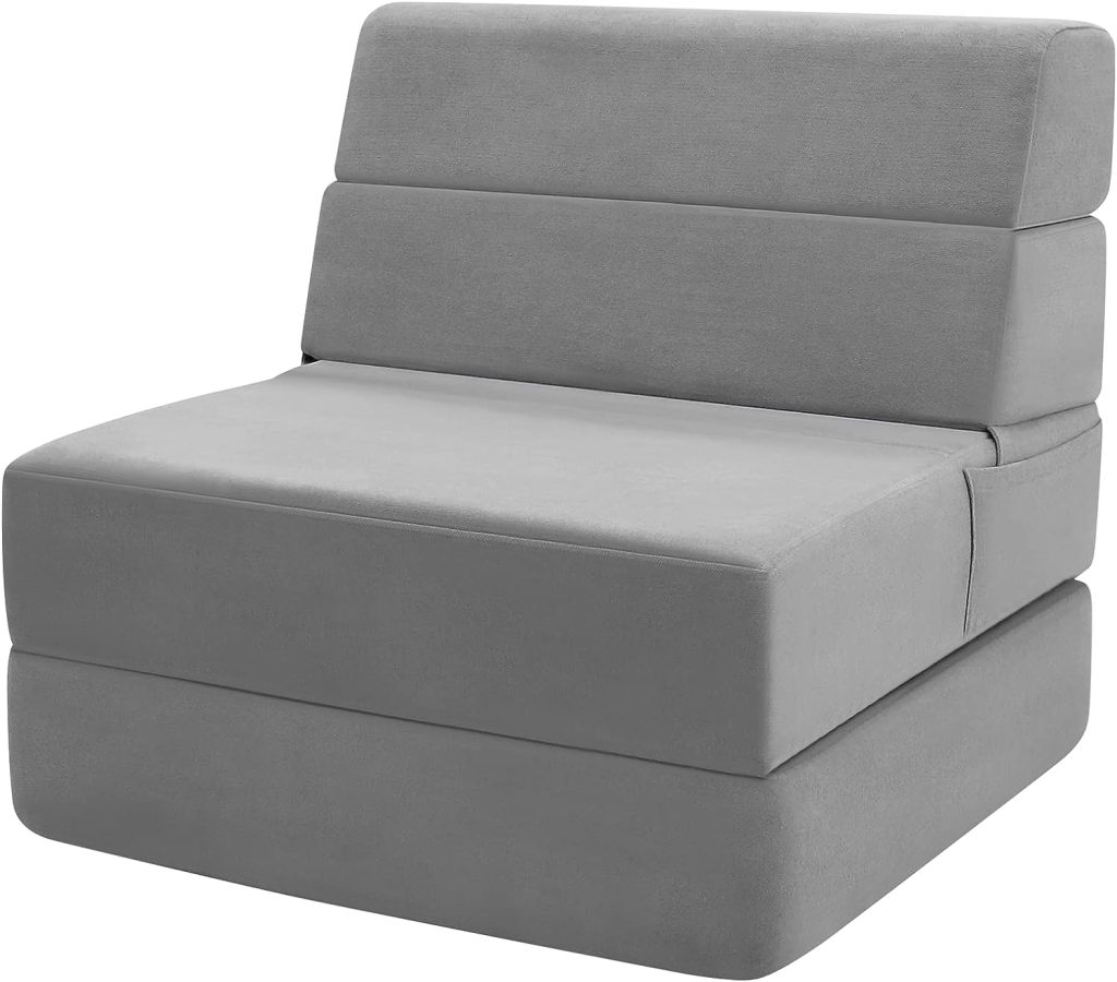 MEETI Folding Sofa Bed, Foam Foldable Sofa Bed for Space Saving, Four Fold Convertible Sofa Bed Couch, Comfortable Sofa Mattress Bed for Small Spaces, Guests Sleepovers, Kids Play Area, RV Trip, Grey MEETI Folding Sofa Bed, Foam Foldable Sofa Bed for Space Saving, Four Fold Convertible Sofa Bed Couch, Comfortable Sofa Mattress Bed for Small Spaces, Guests Sleepovers, Kids Play Area, RV Trip, Grey