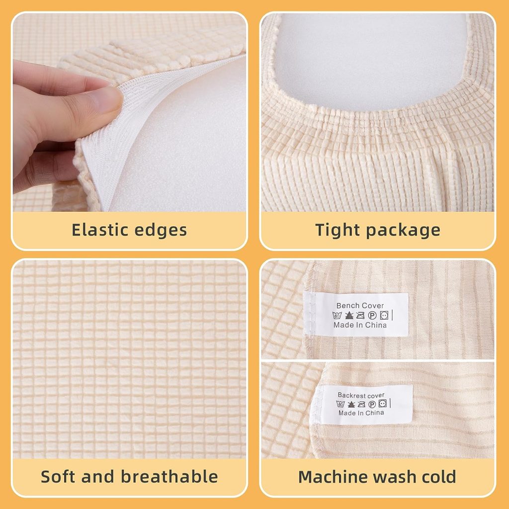 RunNico RV Dinette Cushion Covers-Elastic Camper Cushion Slipcovers-Stretchable Loveseat Sofa Furniture Protector for RV Camper Car Bench (1 Backrest Cover 1 Bench Cover) (Beige) RunNico RV Dinette Cushion Covers-Elastic Camper Cushion Slipcovers-Stretchable Loveseat Sofa Furniture Protector for RV Camper Car Bench (1 Backrest Cover 1 Bench Cover) (Beige)