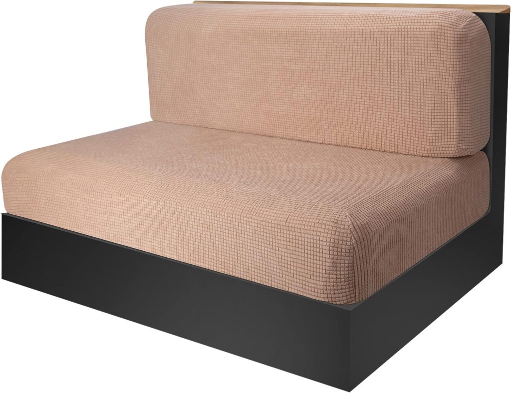 Tlswshsy RV Dinette Cushion Covers-Elastic Camper Cushion Slipcovers-Stretchable Loveseat Sofa Furniture Protector for RV Camper Car Bench (1 Backrest Cover  1 Bench Cover) (Khaki)