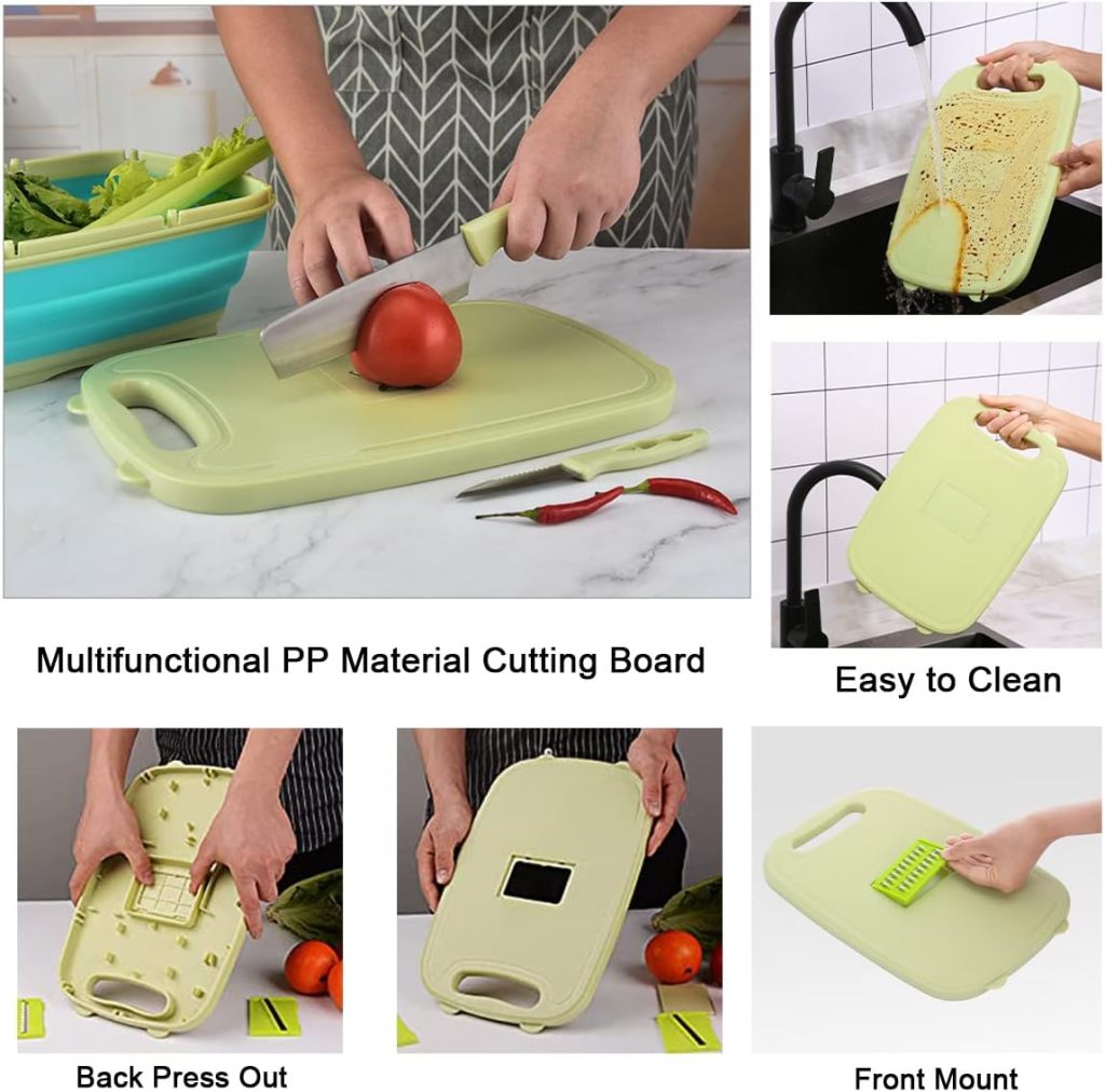 AOFUXTI Collapsible Cutting Board - Camping Cooking Utensil Set 10 in 1 Picnic BBQ RV Camper Accessiors Home Kitchen Kim Washing Dishes, Multi-Function Slicer AOFUXTI Collapsible Cutting Board - Camping Cooking Utensil Set 10 in 1 Picnic BBQ RV Camper Accessiors Home Kitchen Kim Washing Dishes, Multi-Function Slicer