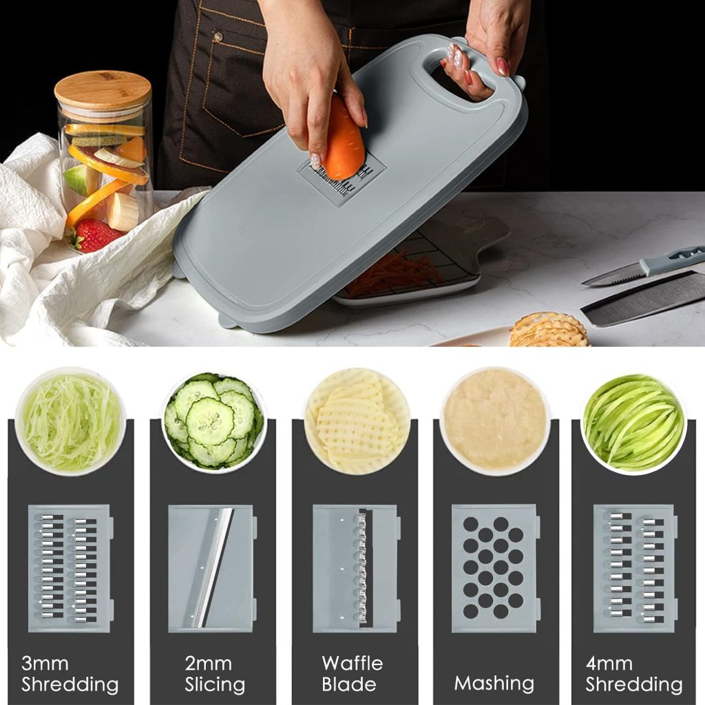 Gintan Camping Cutting Board with Collapsible Colander, 9-in-1 Collapsible Cutting Board,Camping Gifts for Campers Happy Camper,Camping Accessories for RV Campers