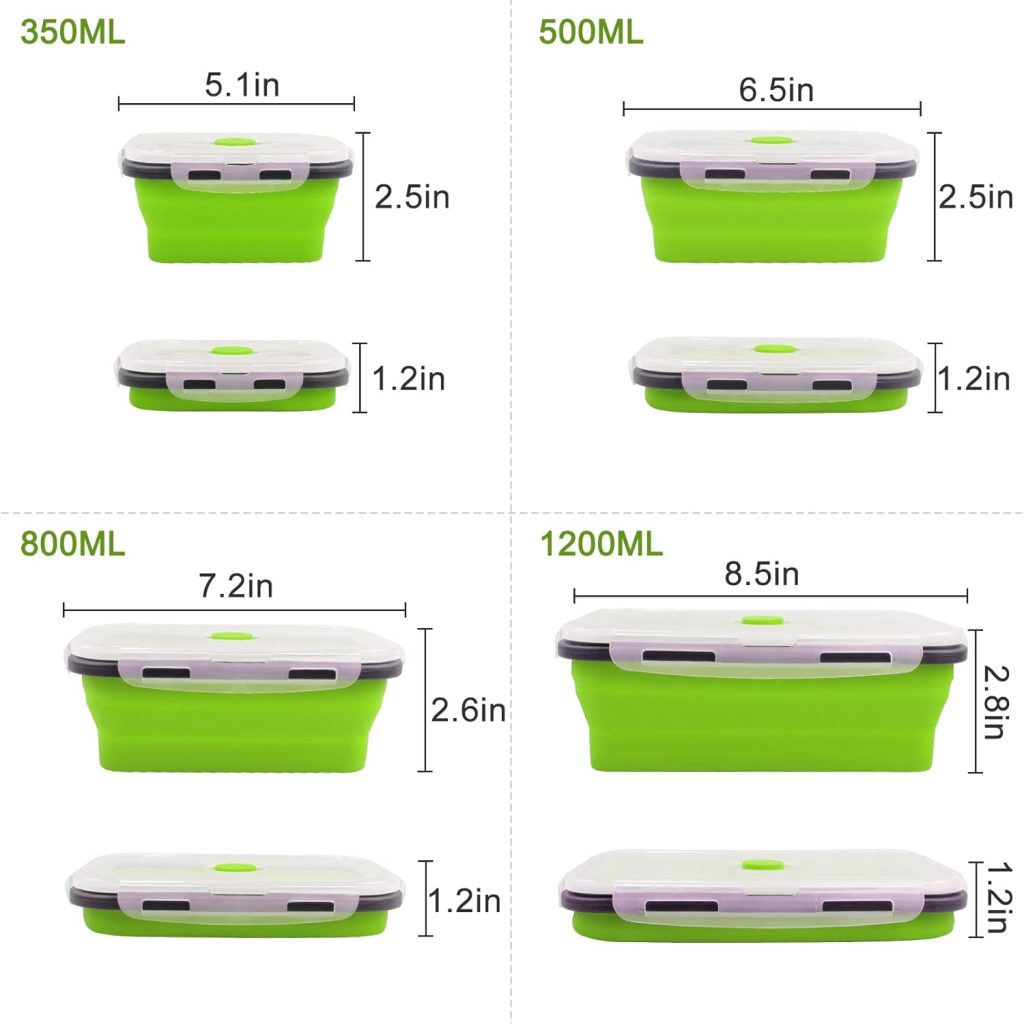 Guyuyii Collapsible Bowls For Camping Rv Kitchen Accessories - 4PC Round Silicone Food Storage Containers With Lid - Safe For Microwave Dishwasher Freezer, Motorhome Solutions