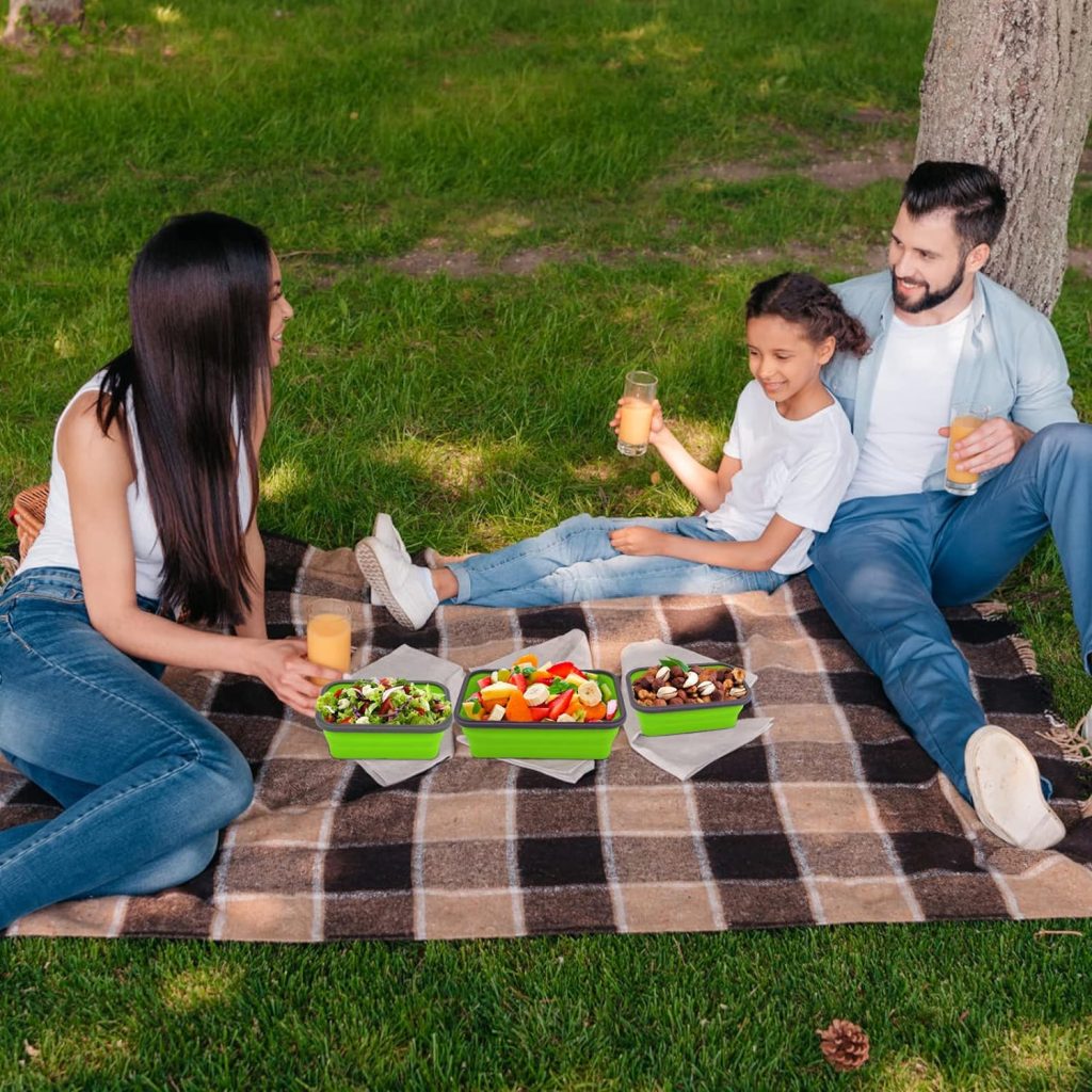 Guyuyii Collapsible Bowls For Camping Rv Kitchen Accessories - 4PC Round Silicone Food Storage Containers With Lid - Safe For Microwave Dishwasher Freezer, Motorhome Solutions