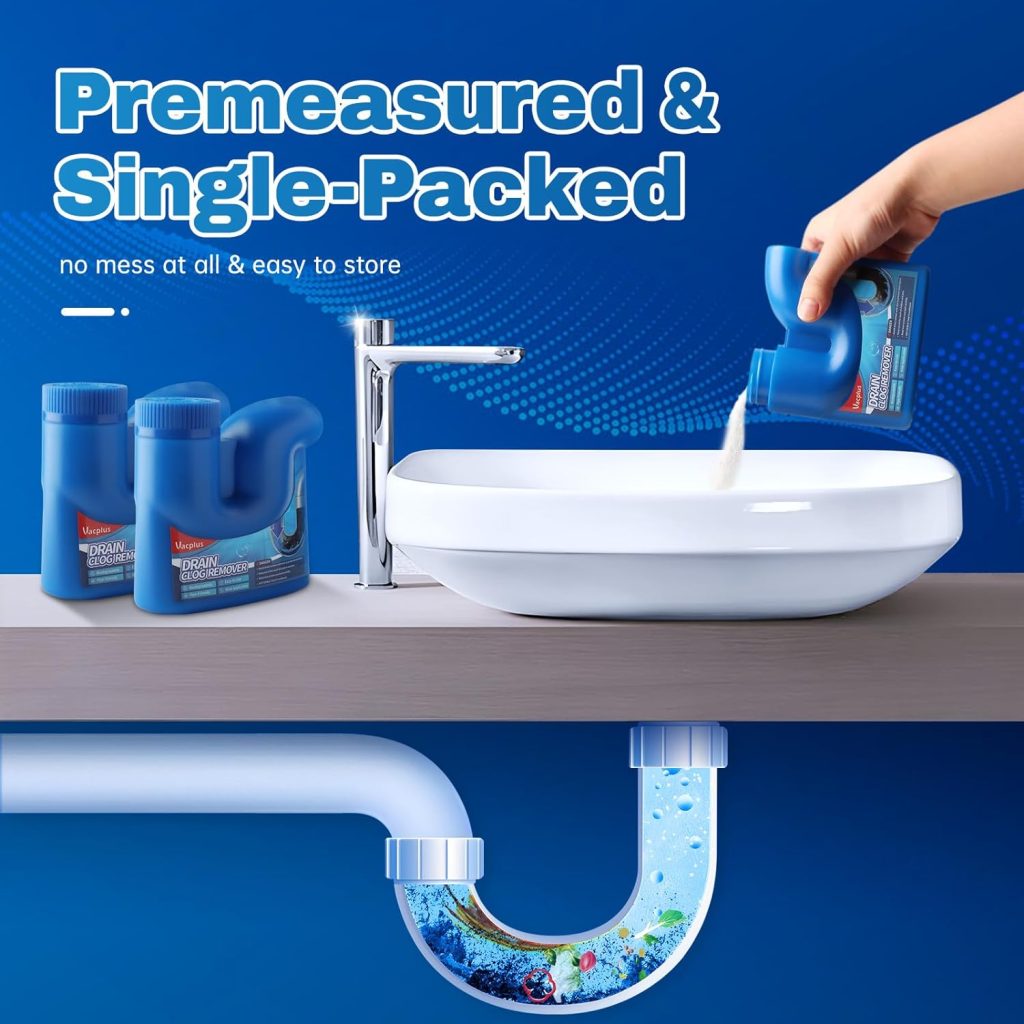Vacplus Drain Clog Remover - 2 Packs, Drain Cleaner Hair Clog Remover, Pipe-Friendly Sink Drain Cleaners, Drain Cleaner and Deodorizer for Bathtubs, Toilets, Showers, Kitchen, RV Vacplus Drain Clog Remover - 2 Packs, Drain Cleaner Hair Clog Remover, Pipe-Friendly Sink Drain Cleaners, Drain Cleaner and Deodorizer for Bathtubs, Toilets, Showers, Kitchen, RV