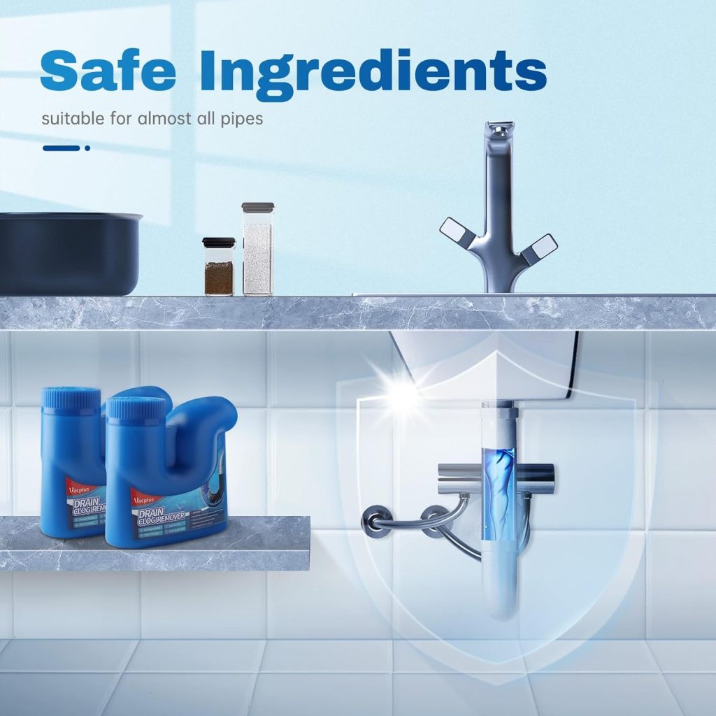 Vacplus Drain Clog Remover - 2 Packs, Drain Cleaner Hair Clog Remover, Pipe-Friendly Sink Drain Cleaners, Drain Cleaner and Deodorizer for Bathtubs, Toilets, Showers, Kitchen, RV Vacplus Drain Clog Remover - 2 Packs, Drain Cleaner Hair Clog Remover, Pipe-Friendly Sink Drain Cleaners, Drain Cleaner and Deodorizer for Bathtubs, Toilets, Showers, Kitchen, RV