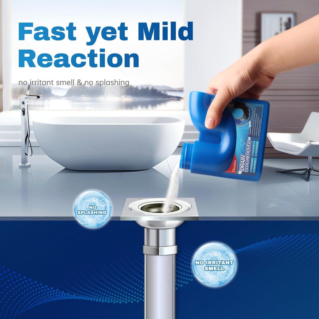 Vacplus Drain Clog Remover - 2 Packs, Drain Cleaner Hair Clog Remover, Pipe-Friendly Sink Drain Cleaners, Drain Cleaner and Deodorizer for Bathtubs, Toilets, Showers, Kitchen, RV Vacplus Drain Clog Remover - 2 Packs, Drain Cleaner Hair Clog Remover, Pipe-Friendly Sink Drain Cleaners, Drain Cleaner and Deodorizer for Bathtubs, Toilets, Showers, Kitchen, RV