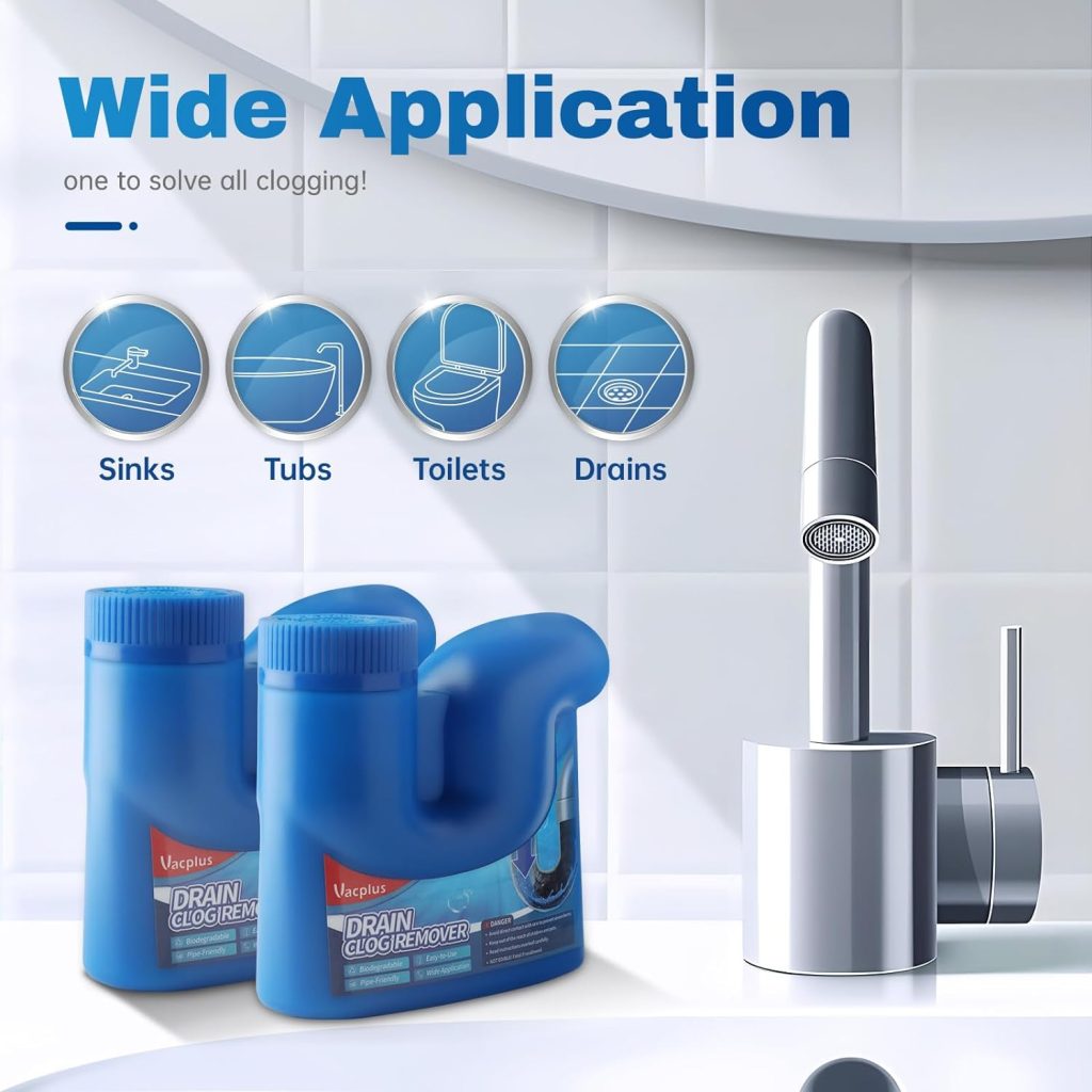 Vacplus Drain Clog Remover - 2 Packs, Drain Cleaner Hair Clog Remover, Pipe-Friendly Sink Drain Cleaners, Drain Cleaner and Deodorizer for Bathtubs, Toilets, Showers, Kitchen, RV Vacplus Drain Clog Remover - 2 Packs, Drain Cleaner Hair Clog Remover, Pipe-Friendly Sink Drain Cleaners, Drain Cleaner and Deodorizer for Bathtubs, Toilets, Showers, Kitchen, RV