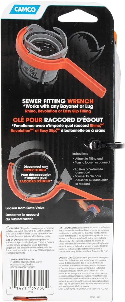 Camco RhinoFLEX Camper/RV Swivel Fitting Wrench Set | Disconnect/Connect Sewer Fittings with Ease | Ergonomic Design  Compatible w/Rhino, Revolution  Easy Slip RV Sewer Hose Fittings | 2-Pk (39758)