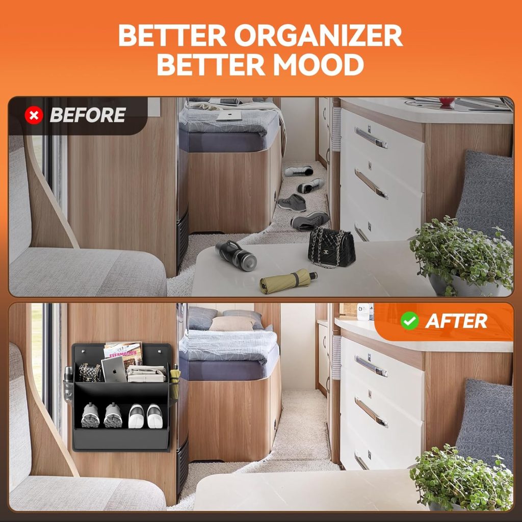 DEYILIAN 2 Pack RV Shoe Storage with Sticky Adhesive Tape, Over the Door Shoe Rack, Wall Hanging Shoe Organizer with Large Deep Pockets for Camper, Narrow Space Saving Closet Organizers - Black DEYILIAN 2 Pack RV Shoe Storage with Sticky Adhesive Tape, Over the Door Shoe Rack, Wall Hanging Shoe Organizer with Large Deep Pockets for Camper, Narrow Space Saving Closet Organizers - Black