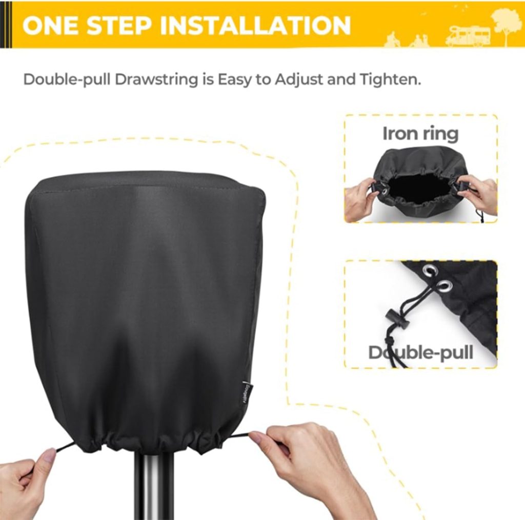 Electric Tongue Jack Cover, BougeRV 600D Universal Trailer RV Electric Tongue Jack Protective Cover (Size 14″H x 5″W x 10″D)…