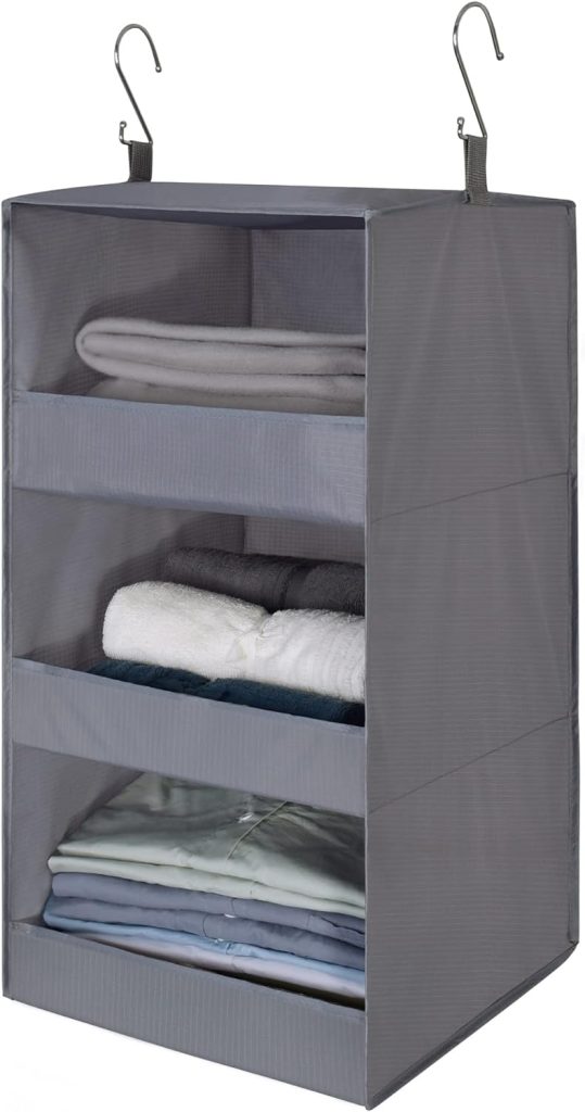 GRANNY SAYS 3-Shelf Hanging Closet Organizer and Storage, Collapsible Hanging Closet Shelves, Hanging Organizer for Closet RV, Gray, 29 ¾ H X 12 W X 12 D, 1-Pack GRANNY SAYS 3-Shelf Hanging Closet Organizer and Storage, Collapsible Hanging Closet Shelves, Hanging Organizer for Closet RV, Gray, 29 ¾ H X 12 W X 12 D, 1-Pack