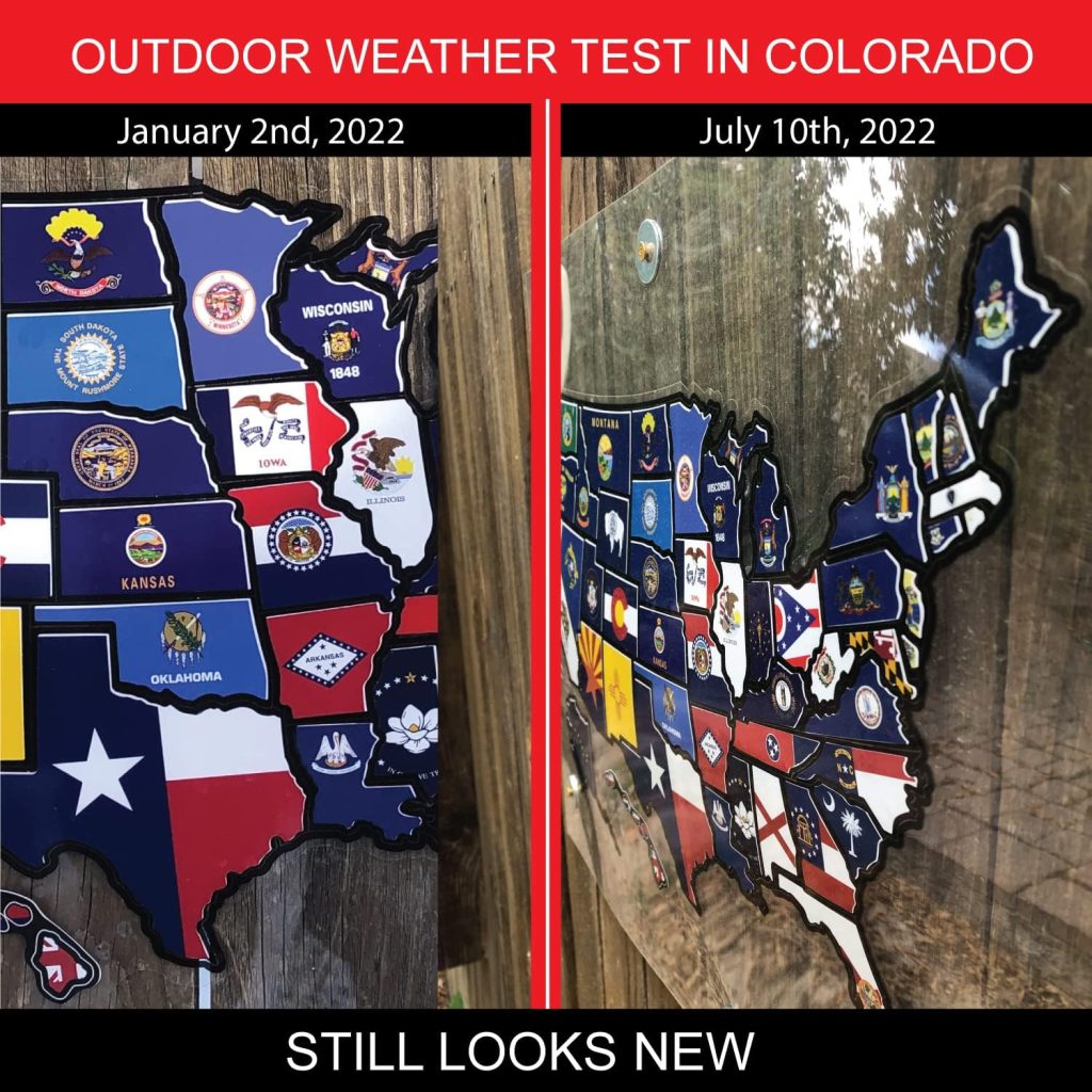 RV State Travel USA Map Vinyl Sticker - Camper Trailer Decals for Window with State Flag - Road Trip Map of America - Waterproof, UV Protection for Window, Door or Wall (Popular)