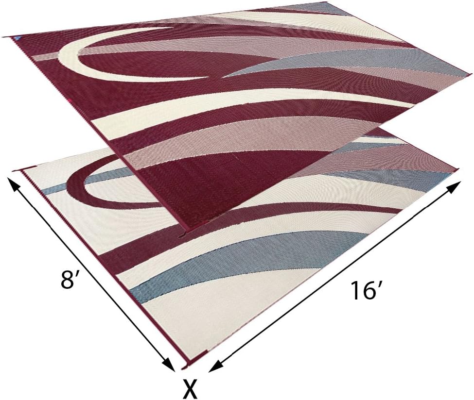 Stylish Camping L158181WL 8-feet by 18-feet LED Illuminated Patio Mat - Outdoor Patio Black/White RV Camping Mat